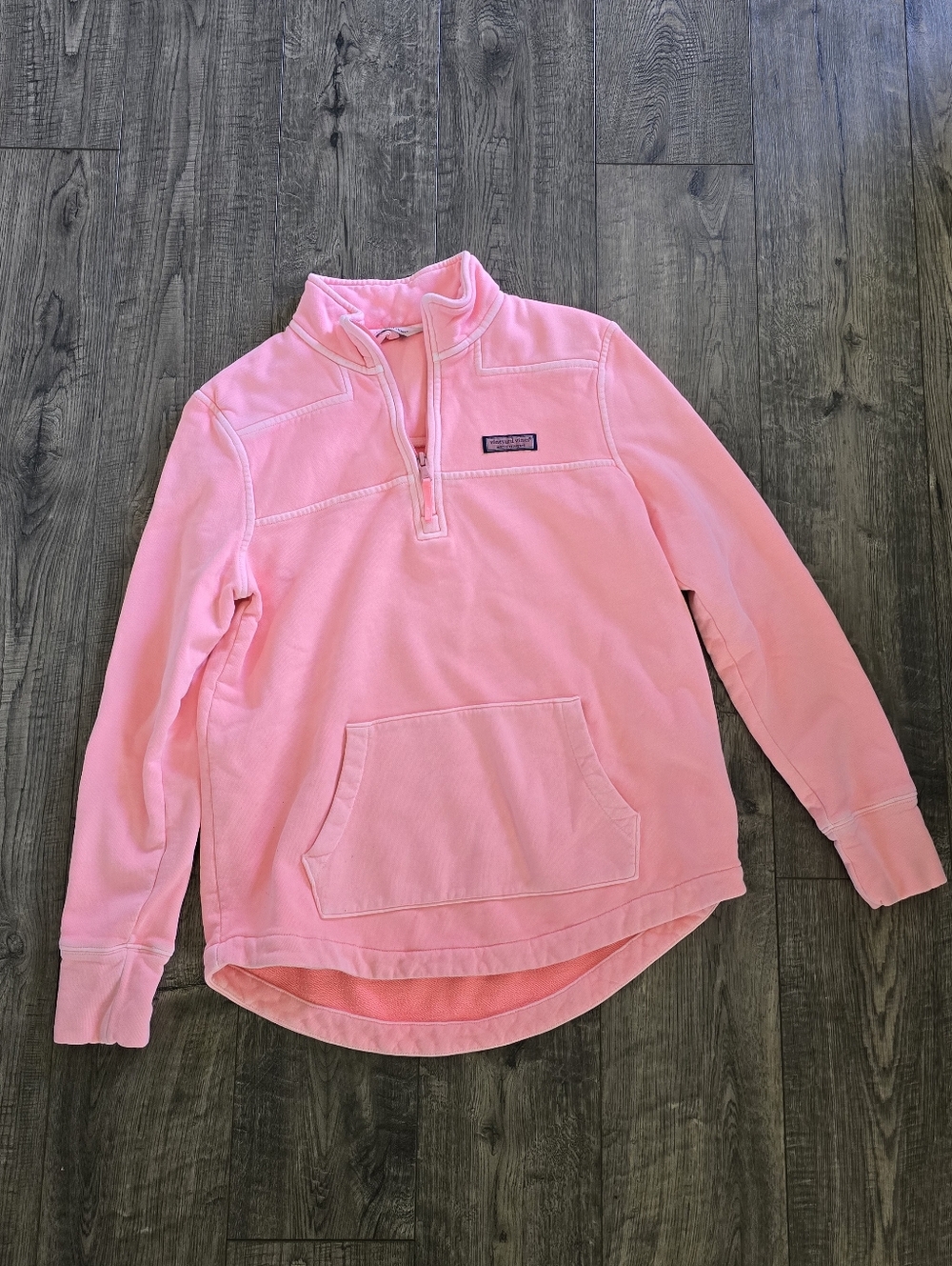 Vineyard Vines Coral Pink Pullover with Logo Patch